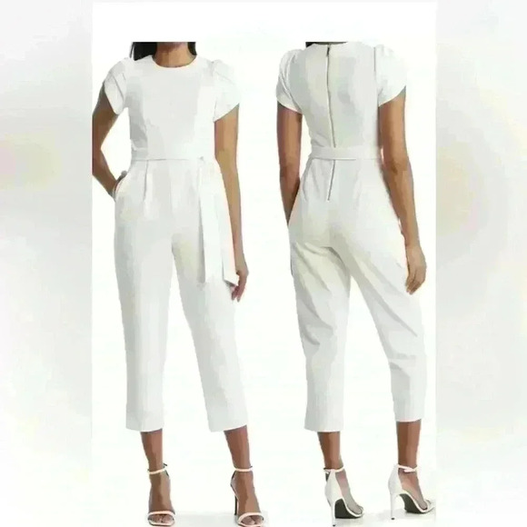 Calvin Klein Pants - Calvin Klein White Belted Jumpsuit 4